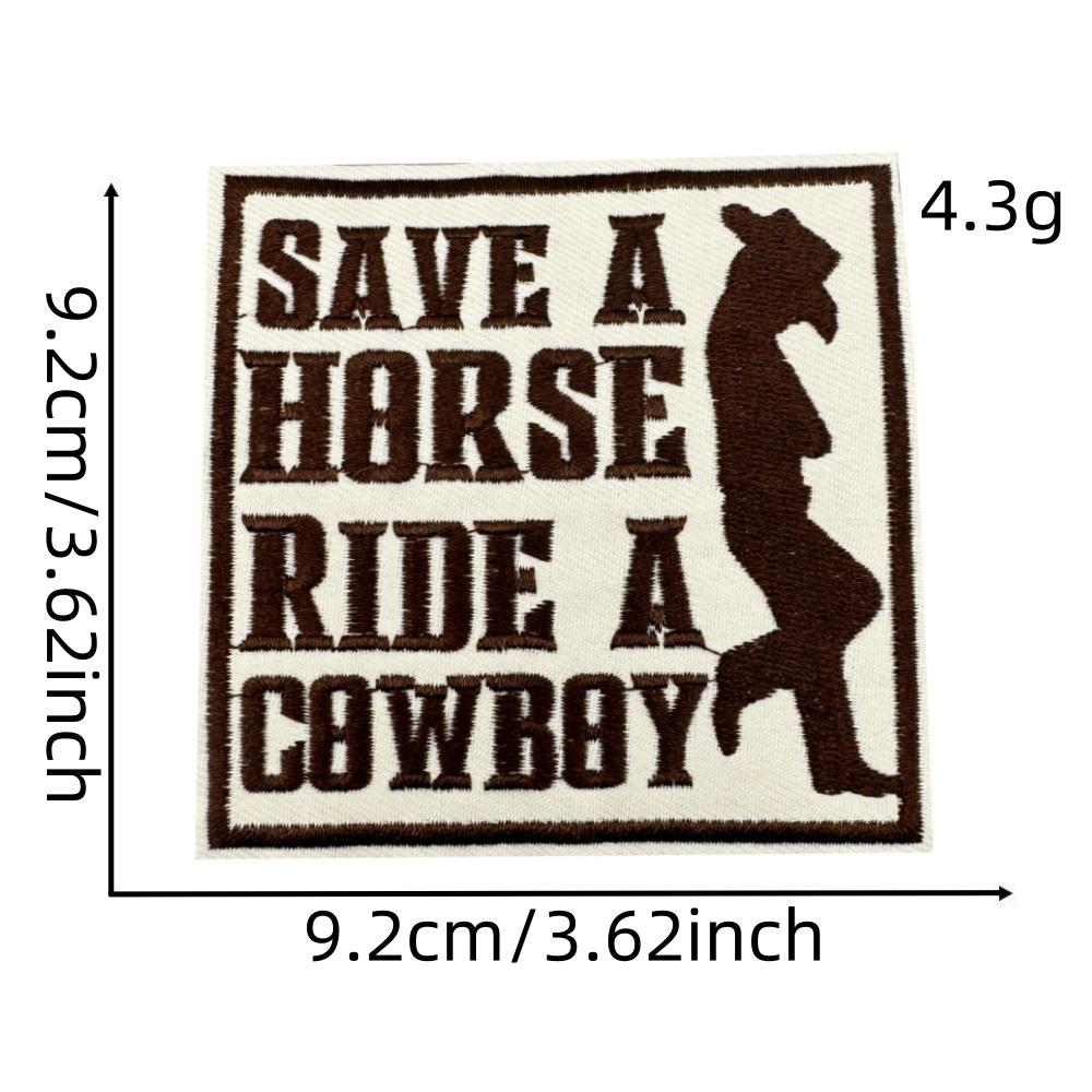 Western Cartoon Boy Denim Iron-On Embroidery Patches for Jackets and Clothing Decor