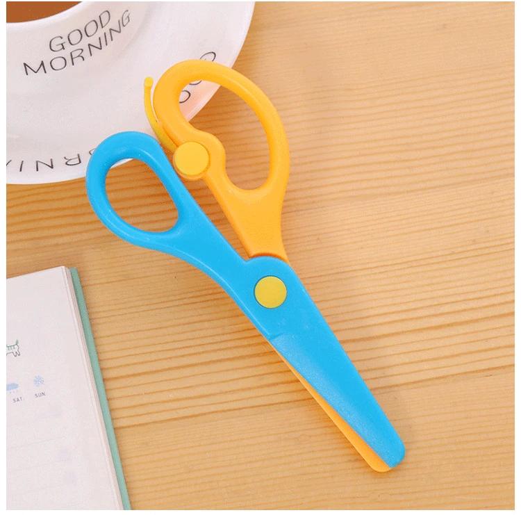 1pcs Children's Paper-cut Anti-pinch Hand Safety Scissors All Plastic Straight Edge Scissors Kindergarten Diy Handmade Scissors