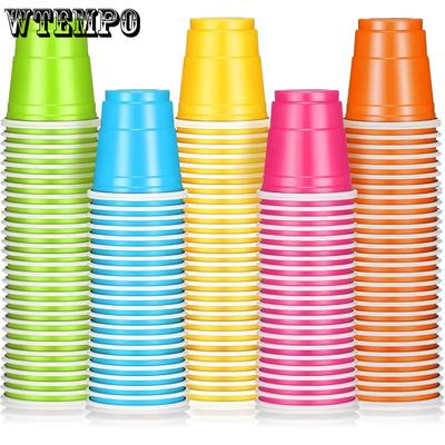 100pcs Plastic Shot Cups Mini Disposable Shot Glasses Party Cups for Valentine Wedding New Year Party Beer Taste Serving Snacks