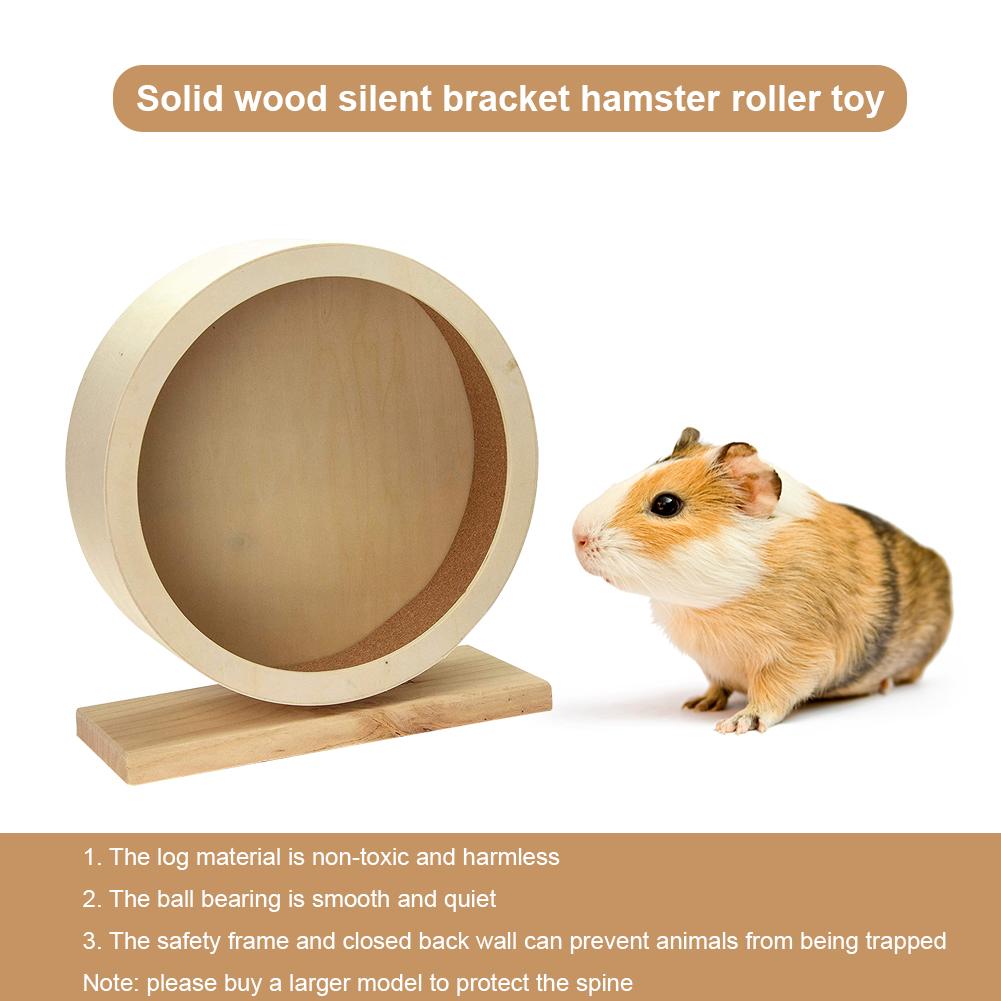 Hamster Roller Wheel Multipurpose Wood Silent Running Toy Non-toxic Wooden Silent Spinner for Hamster Mice Guinea Pigs