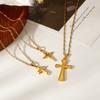 Stainless steel pendant necklace cross necklace women's sweater chain light luxury high-end titanium steel jewelry