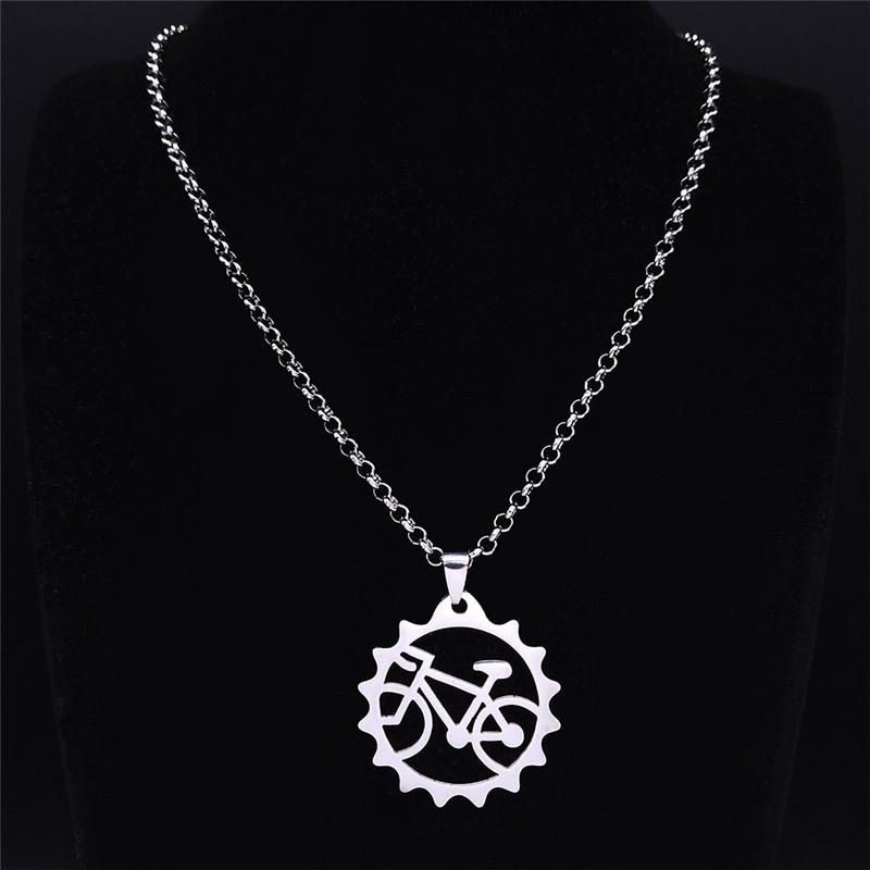 Stal Nierdzewna Wisiorek Naszyjnik Rowerowy dla Mężczyzn Kobiet Rower Kolarstwo Opona Łańcuszek Choker Biżuteria Szyjna pingente bicicleta N2654S01