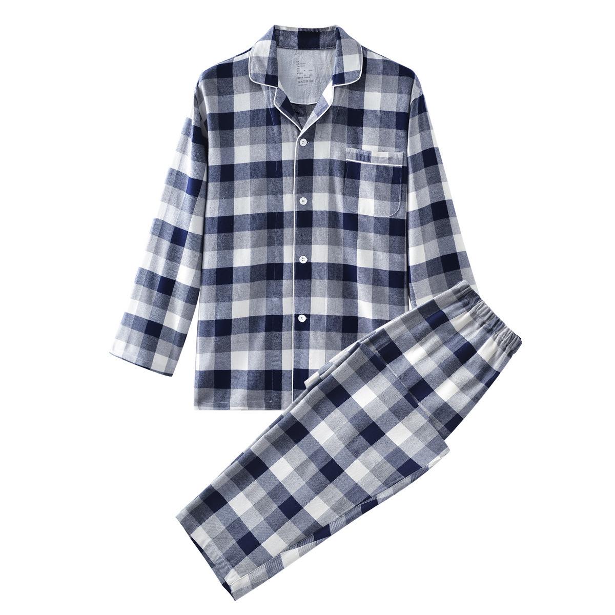 Muji Фланелевая хлопковая клетчатая парная пижама - Японская домашняя одежда M