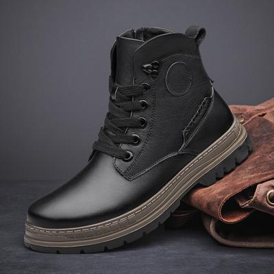 Mode Modetrend Herren Lederstiefel Vier Jahreszeiten Outdoor Vielseitig Lässige Wanderschuhe Retro Schnürung Dicke Sohle Arbeitsstiefel