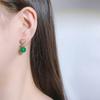 Autumn and winter new simple retro stud earrings S925 silver needle green chalcedony beads light luxury high-end earrings women's