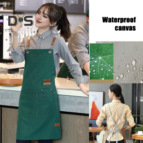 Waterproof Kitchen Apron with Pockets for Men Women Cleaning Pinafore Waist Tie Shop Work Uniform BBQ Gift