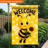 2D Flat, 2D Flat Printing Garden Flag 1pc, Welcoming Bee Holding Sunflower Durable Single-Sided Print Yard Flag, Garden & Home Holiday Decoration, 29.