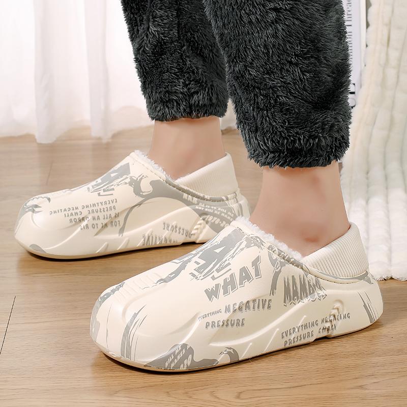 Fashion Men Slippers Winter Shoes New 2025 Keep Warm Plush EVA Waterproof Non-slip Indoor Outdoor Walking Casual Shoes Unisex Men Women
