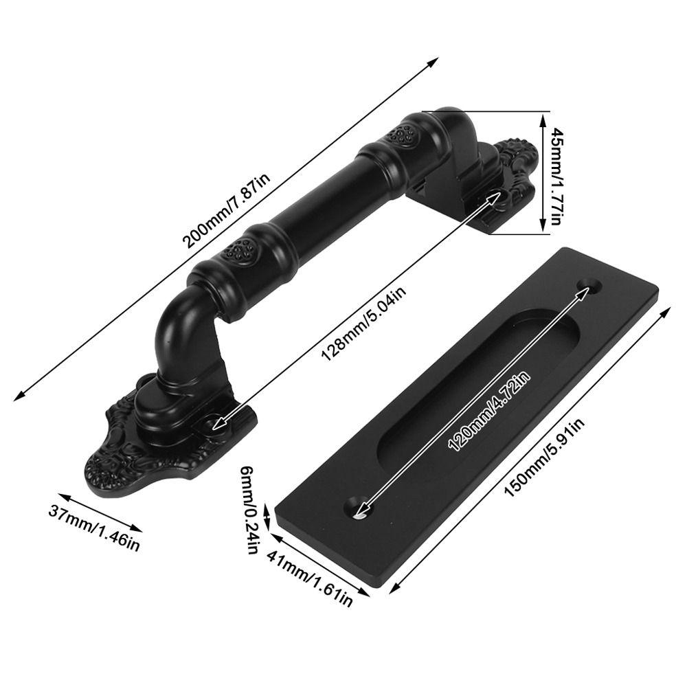 Black Double Sided Door Pull Metal Alloy Cabinet Door Handle Vintage Barn Door Pull Handle  Garages