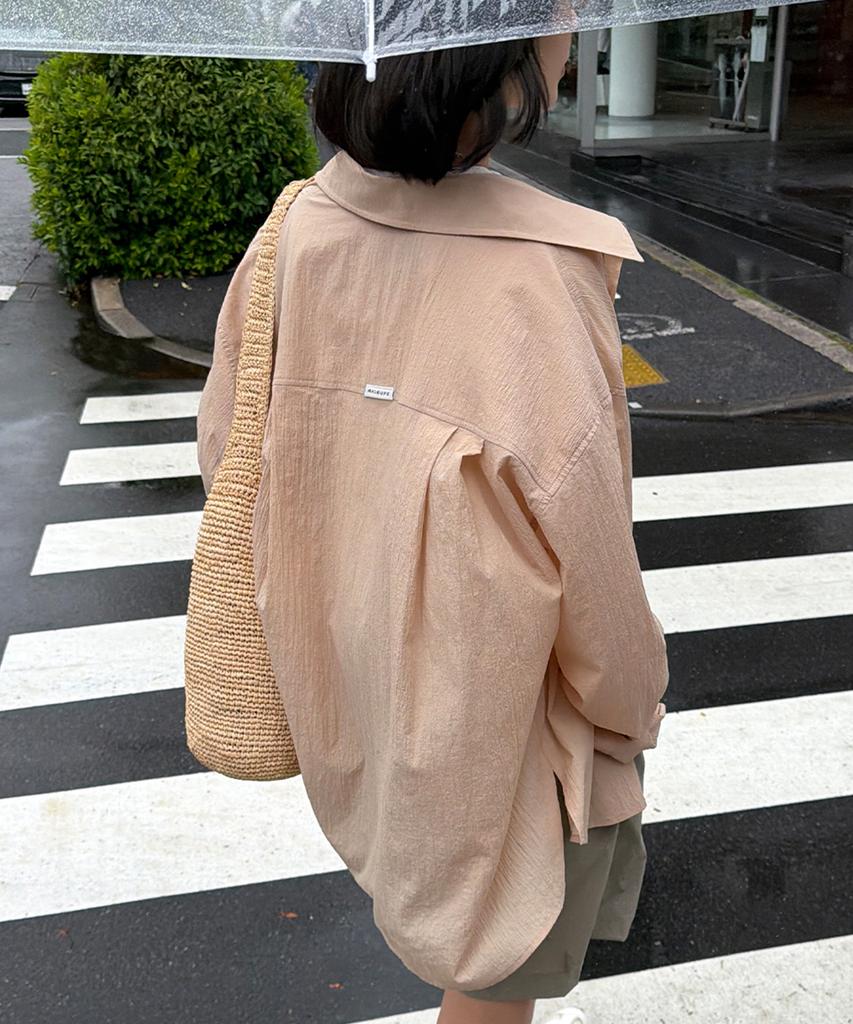 MALOUPE 4121 Summer Nylon Oversized Shirt (Beige)