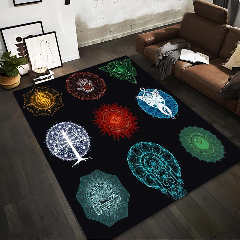 Fantasy Symbol Patterns Rug Non-slip rug suitable for living room and bedroom sofas
