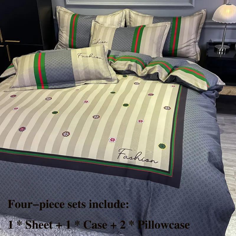 Čtyřdílné ložní prádlo z čisté bavlny Lehký luxus Vysoká kvalita Povlak na polštář Jednolůžko 1,5 metru 1,8 metru Ložní prádlo