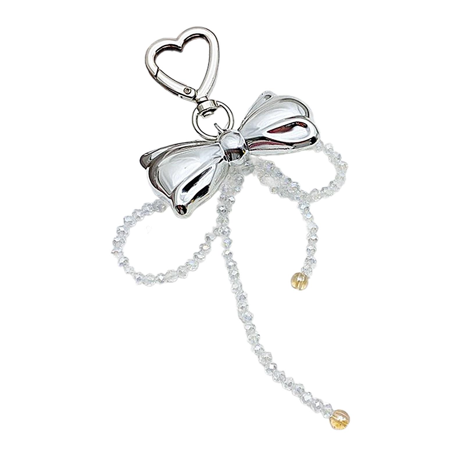

Multifunctional Beaded Keychain Stylish Bag Charm Crystal Bowknot Bag Pendant Stylish Key Adornment Beaded Keychain белый