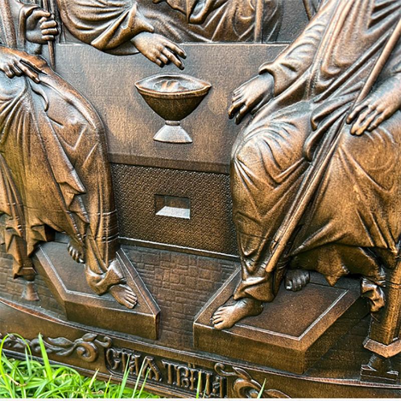 Holy Trinity Icon Wooden Wall Art - Hand Carved Father Son Holy Spirit Orthodox Decor, Catholic Christian Home Altar Hanging Pla