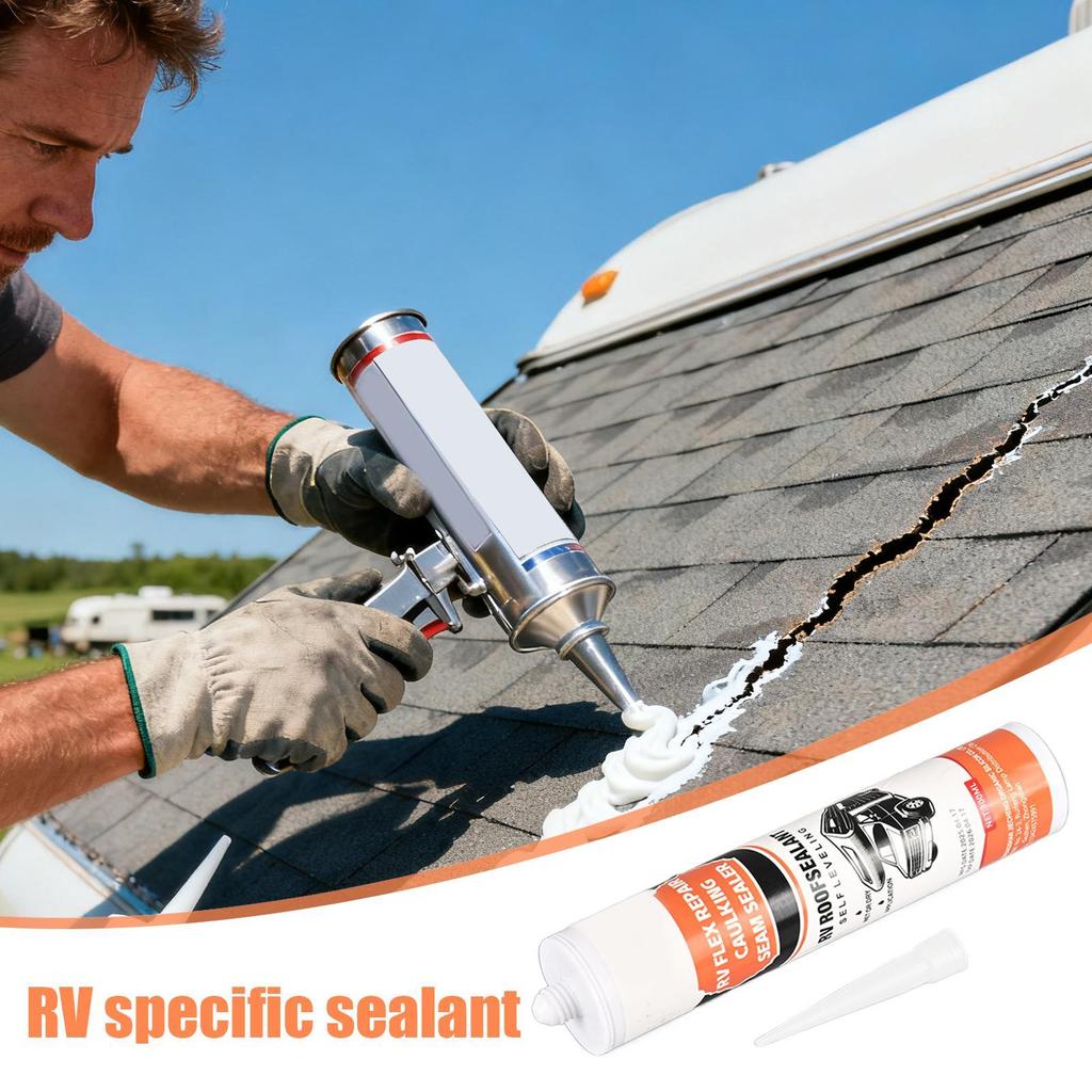 Etanșant pentru margini rulotă, aderență înaltă, de lungă durată, 300ml, alb, Etanșant pentru rosturi rulotă, Etanșant exterior pentru rosturi exterioare rulotă, remorcă