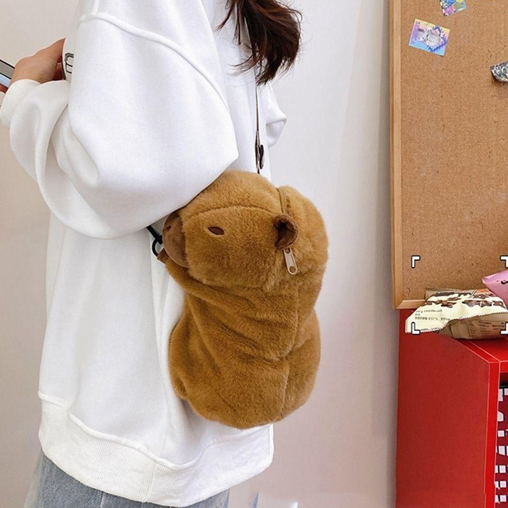 Capybara Cartoon Batoh Cartoon Students School Bag Plyšová crossbody kabelka Capybara Travel