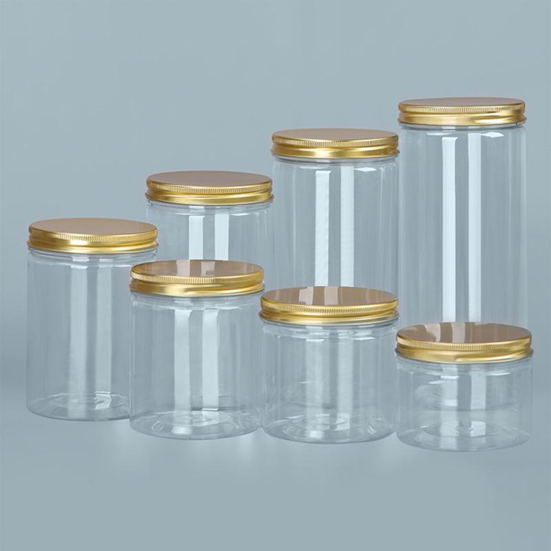 Tapa de Aluminio Frasco Sellado Plástico para Mascotas Grado Alimenticio Almacenamiento Botella de Embalaje Transparente Caramelos Aperitivos Frascos de Conservación de Té.