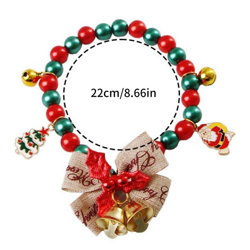 2025 Christmas Dog Collar With Bow Bell and Santa Holiday Kitten Necklace Collar Christmas Tree Snowman Snowflakes Elk Pendant