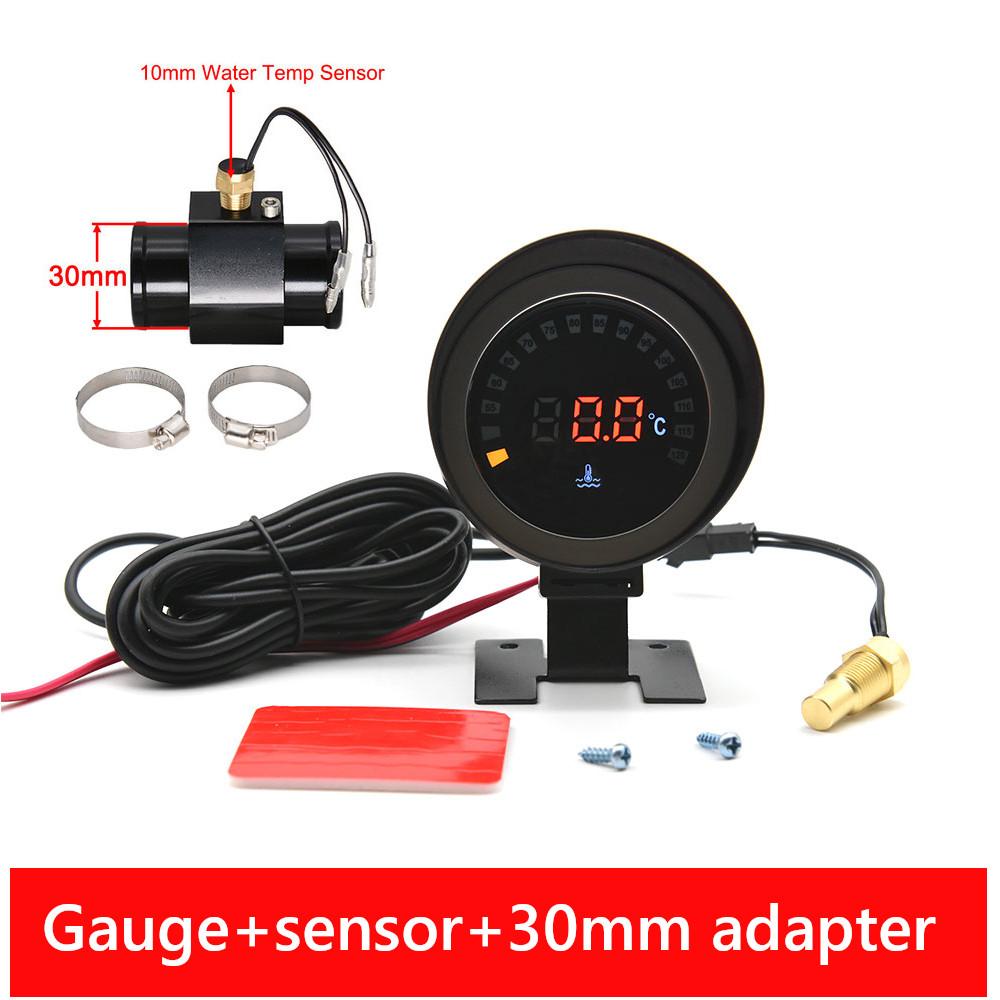 12V/24V LCD Digitaler Wassertemperaturmesser + 10mm Temperatursensor + Adapter-Verbindungsrohr-Sensor Für Auto-Messinstrument-Modifikation Celsius