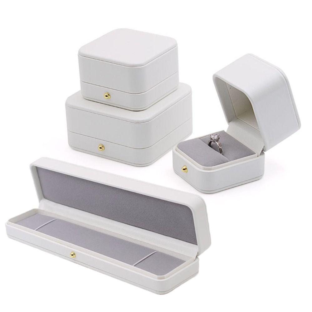 Boîte Cadeau à Bijoux Doublure Flanelle Cuir PU Boîte de Collection de Colliers Saint-Valentin