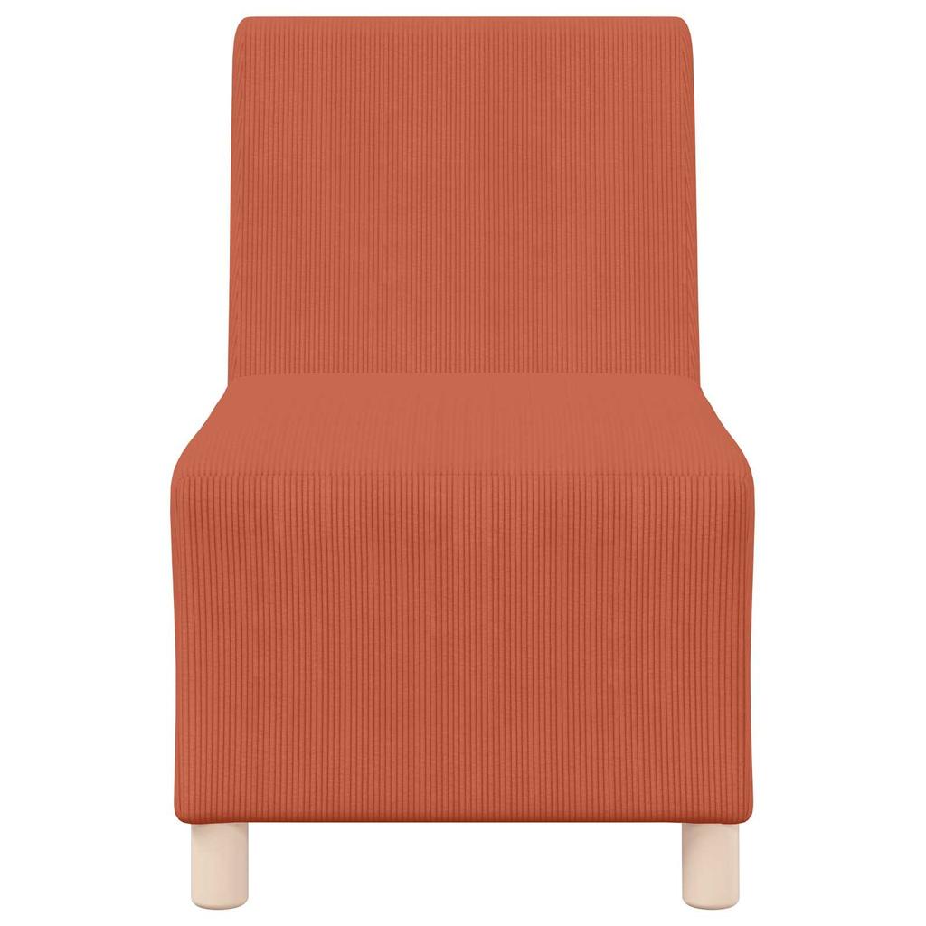Modular Armless Sofa Orange 55 X 74 X 82 Cm Corduroy Fabric