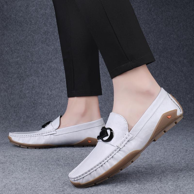 2025 Genuine Leather Men Loafers New Handmade High Quality Non-Slip Men Leather Flats Luxury Brand Versatile Comfy Driving Shoes