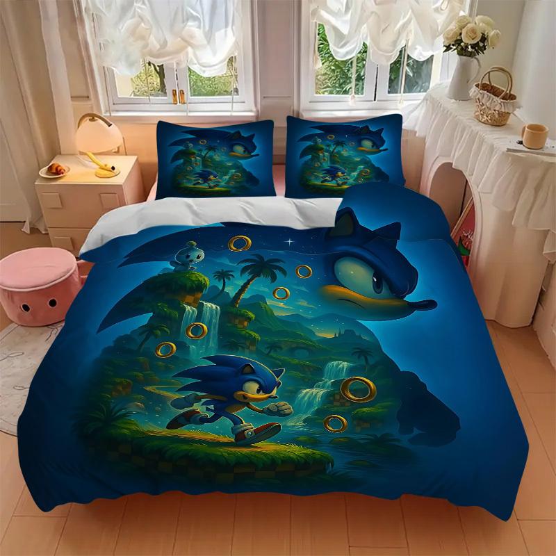 3pcs Sonic Duvet Cover Set, 1 Duvet Cover + 2 Pillowcases (No Insert), High-Definition Print, Home & Dorm Set yy251208022