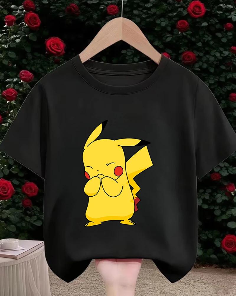 Pikachu Kids T Shirt 3-14Y Boys Girls Summer Cute Kawaii Crew Neck Fashion Street Hot Cartoon Casual Children