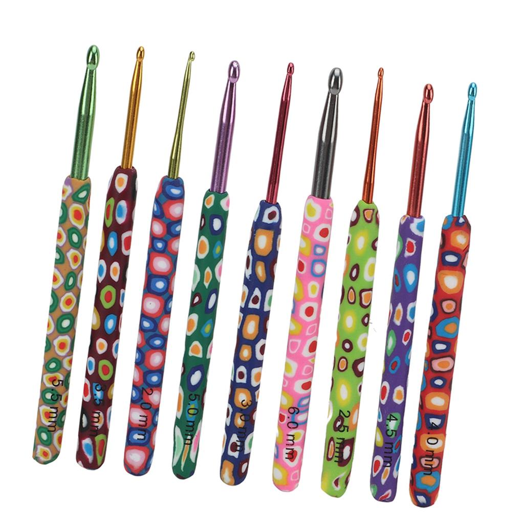 9PCS Crochet Hooks Colorful DIY Handcraft Ergonomics Crochet Hook Crochet Needle for Beginners for Relieve Stress