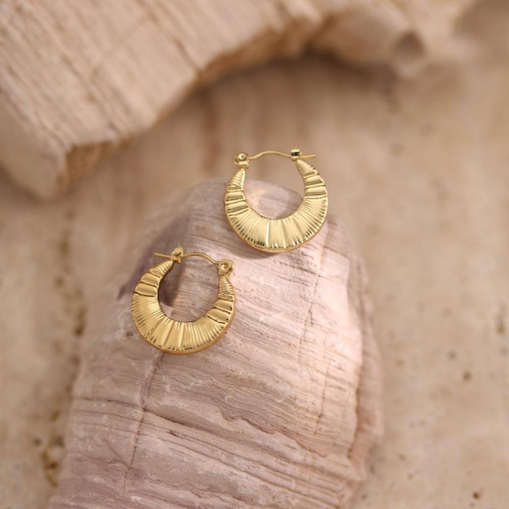 Geometric Irregular Hammered Stainless Steel Stud Earrings for Women Fashion Jewelry