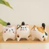 Handmade Wood Carving Kitten Ornaments Small Animal Creative Desktop Wood Cat Decoration Crafts for Gift-giving
