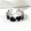 1/3PCS Adjustable White Black Multi Love Heart Cuff Stainless Steel Ring bandChunky Stackable Open Band Rings For Women Jewelry