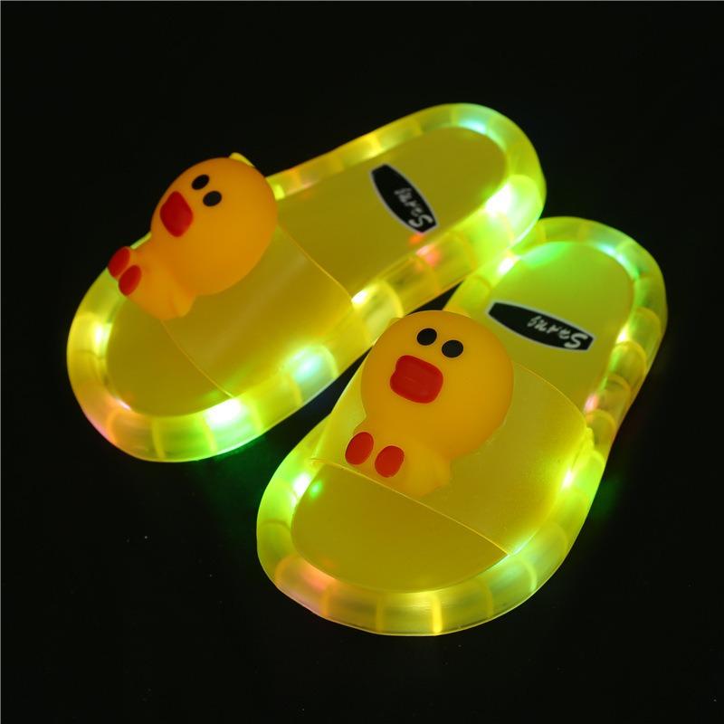 Glowing children's slippers fashion crystal shoes shining lights lights men, women and children will shine cool slippers
