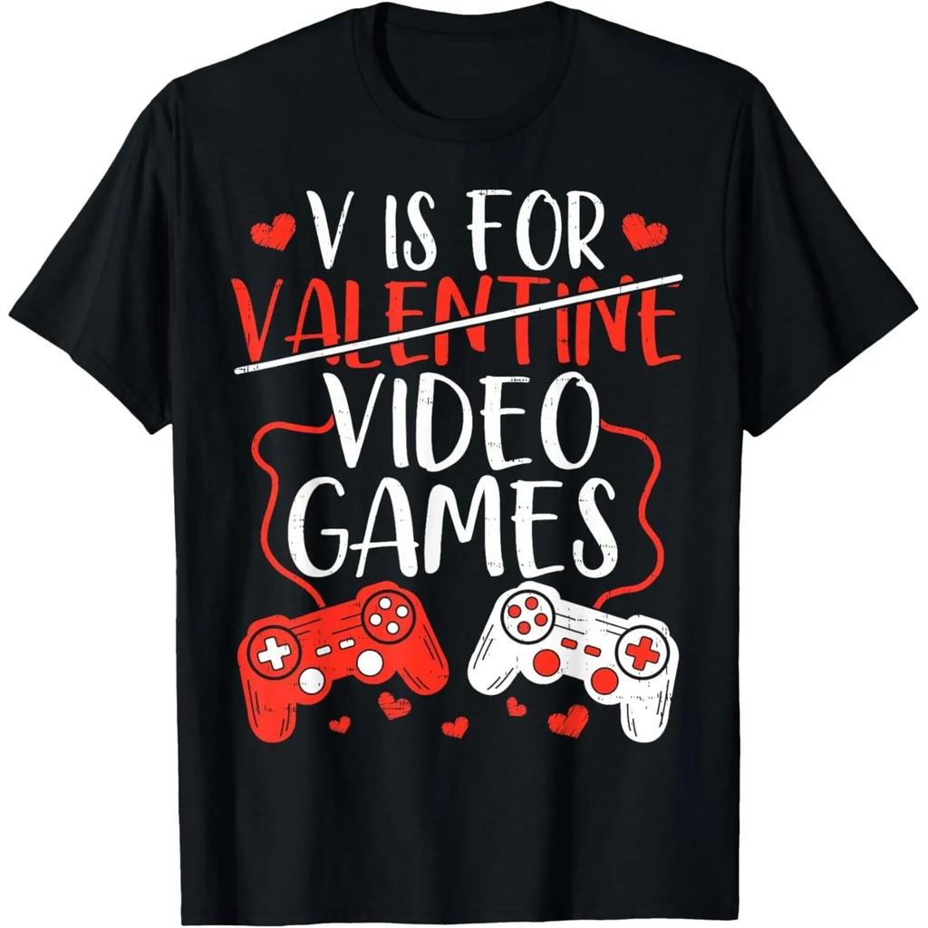 V Is For Video Games Valentine Gamer Valentines Day Unisex Boy Unisex T Shirt