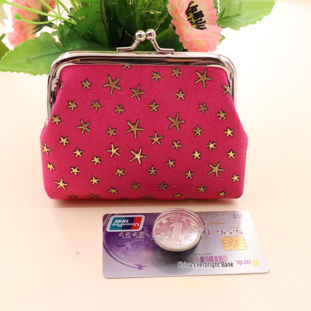 Denim Canvas Kiss Lock Coin Purse - Ladies' Handheld Fabric Bag