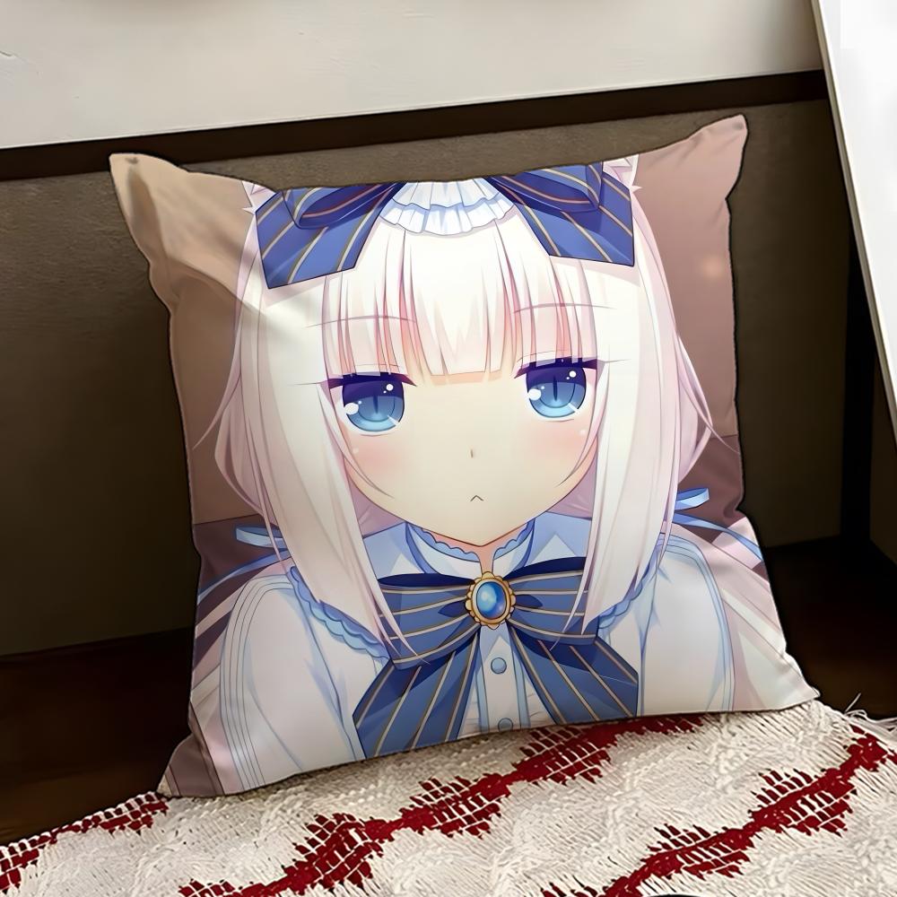 Anime NNekopara Cushion Cover Reversible Soft Durable Pillow Cover Home  Car MultiScene Use for Daily Comfort