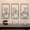 Framed Coffee Cup Metal Wall Art Vintage Iron Wire Cup Bar Decor Cafe Themed Wall Hanging Sign for Restaurant Kitchen Shop Home Office