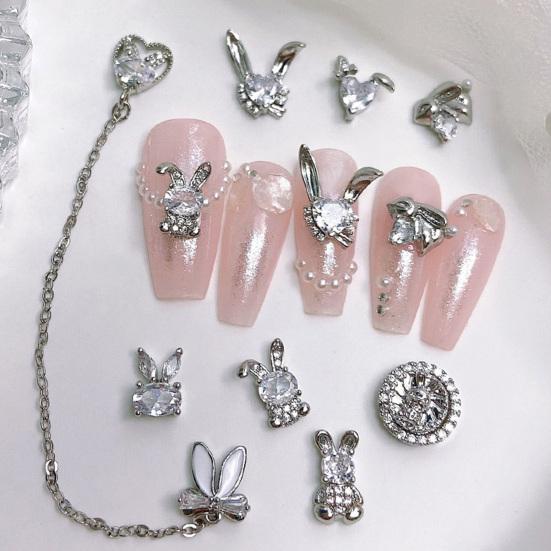2Pcs Nail Sparkling Decor Non-falling Shining Three-dimensional Art Dazzling DIY New Year Nail Art Bunny