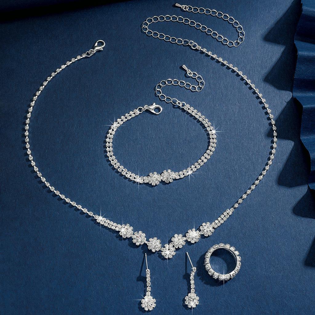 Women's Trendy Copper Claw Chain Cone Necklace Earrings Bracelet Ring Jewelry Set Wedding Banquet Party Holiday Gift