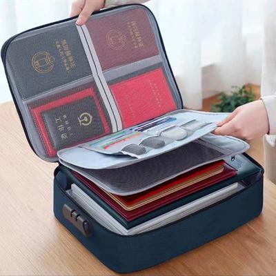 Large Capacity Lockable Document Storage Bag Portable Durable Multi-layer Family Document Bag Tote Bag Water-Resistant
