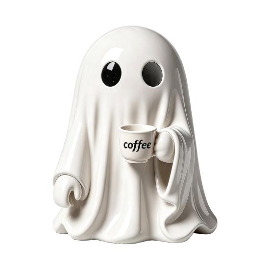 Indoor Halloween Table Centerpiece Ghost Figurine, Resin Spooky Cute Statue, Funny Creepy Ornament Tabletop for Home Shelf Party Haunted