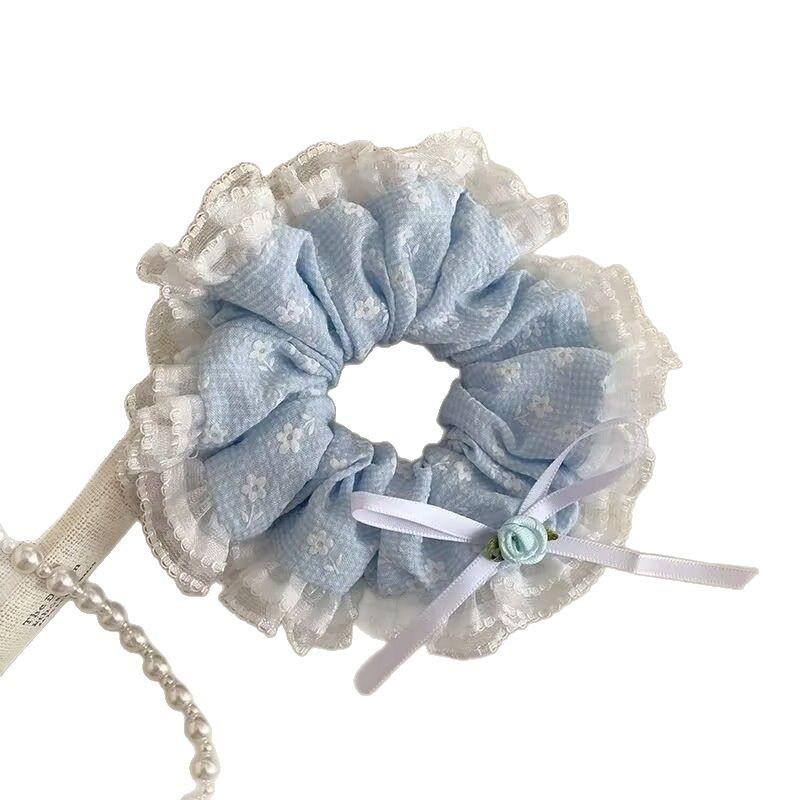 

Светло-голубой, Маленькое свежее кружево, цветы, бант, повязка на голову, милый хвостик, пучок на голове, повязка на голову, аксессуар для волос для женщин Pack of 1