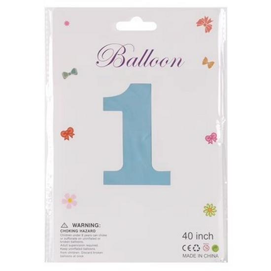 40" Baby Blue Number Foil Balloon for Birthdays, Weddings, Anniversaries, and Party Decorations.