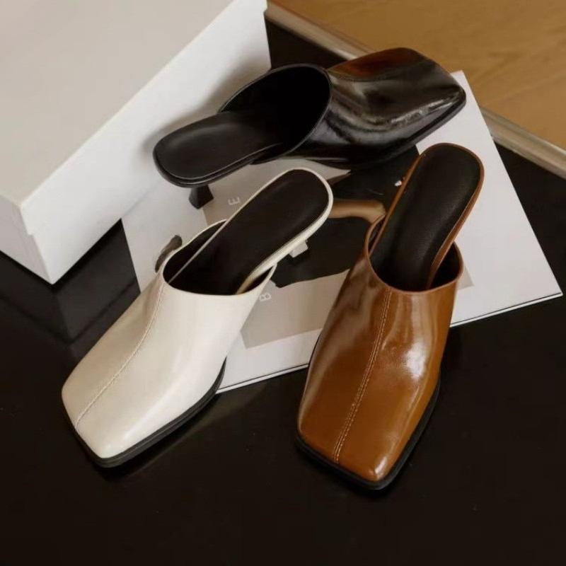 New 2026 All-match Baotou Semi-slippers Women's High-heeled Fashion Outward Wear Square-toed Stiletto Shoes