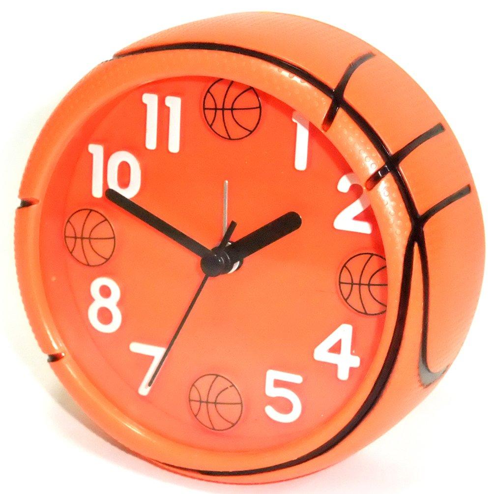 WAIWAIGOODS Sports-themed Ball Design Alarm Clock, Analog, Silent, Colorful, Interior Clock (Basketball)