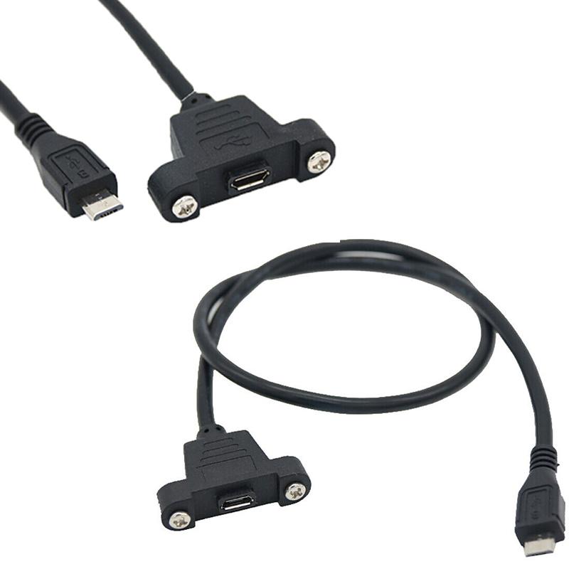 Extension cable plug to female panel installation screw Micro USB2.0 with