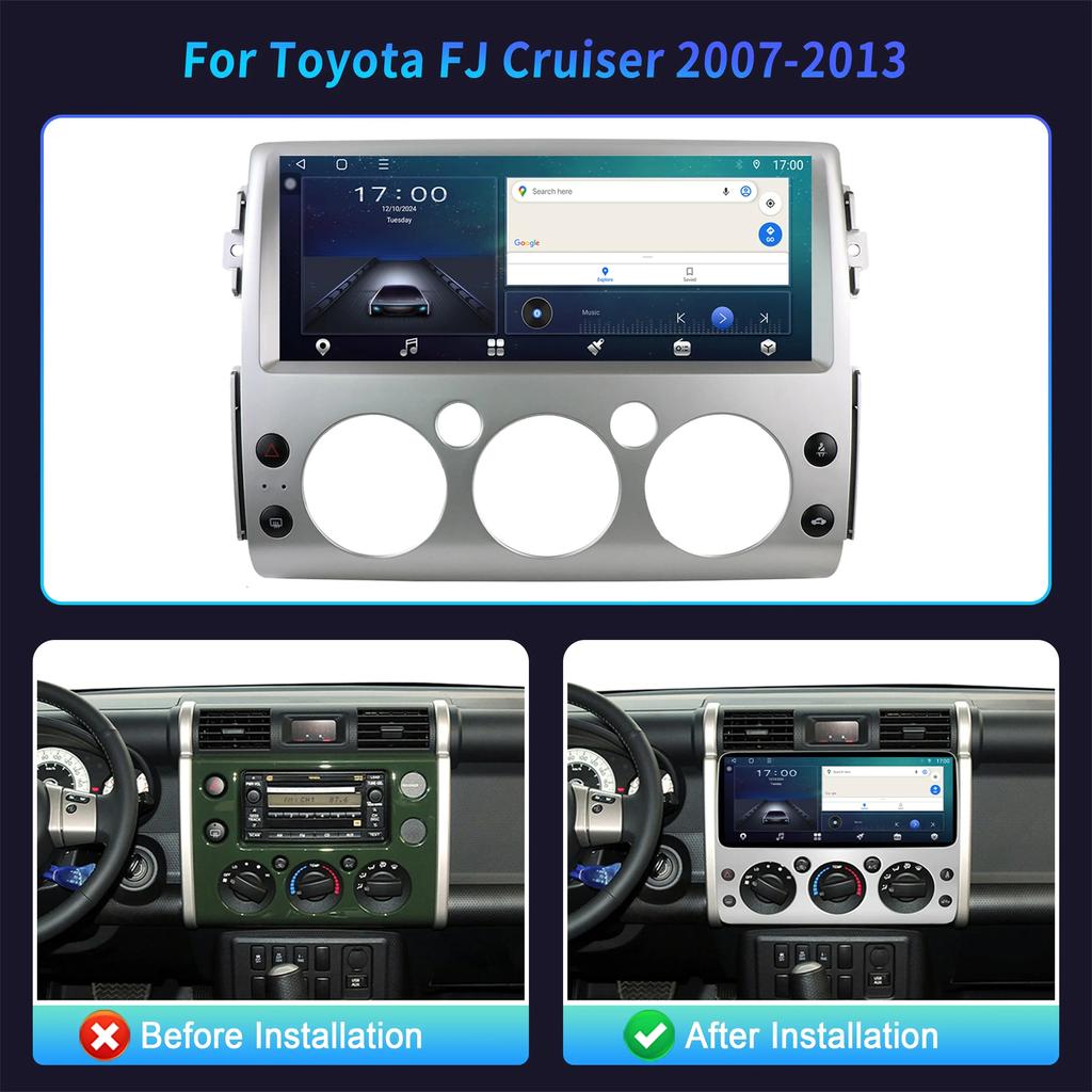 12.3" For Toyota FJ Cruiser 2007-2013 Car Radio Multimedia Navigation Wireless Bluetooth CarPlay 4G GPS Touch Head Unit Screen