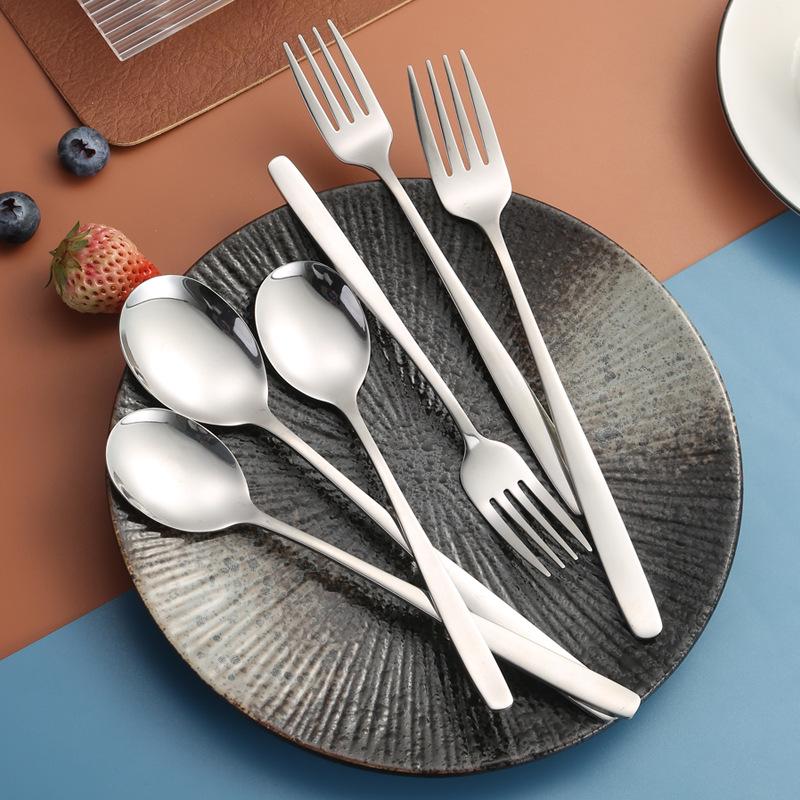 304 Stainless Steel Korean Style Tableware: Soup Spoon, Table Fork, Coffee Stirring Spoon, Long-Handle Thickened Spoon & Fork.