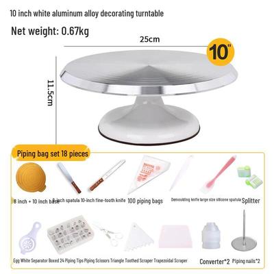 Zhaoran 10-inch Aluminum Cake Decorating Turntable Set