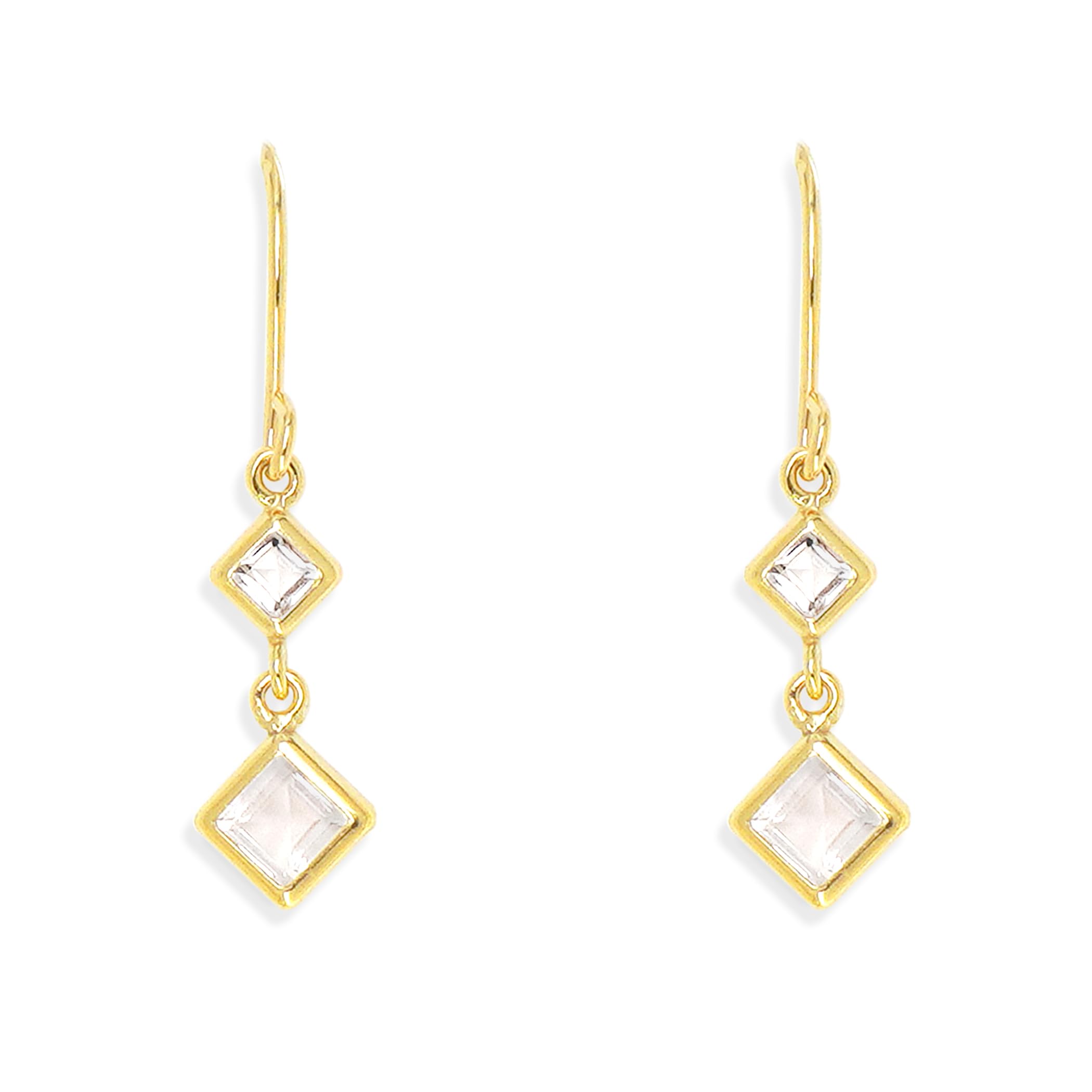 

ESTELLE [Official] Women s Hook Earrings, 10K Yellow Gold with Rose Quartz, 0222-9724-0019-0000
